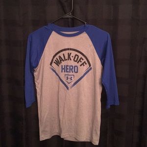 Boys Underarmour 3/4 length sleeve baseball shirt